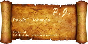 Pakó Johanna névjegykártya
